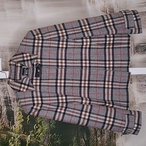Crossing Point Women 10 beautiful plaid fall wool button up jacket coat
